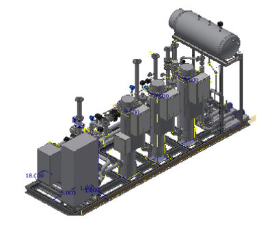CGS prefabricated process skid with vessels, pipework and solution handling equipment